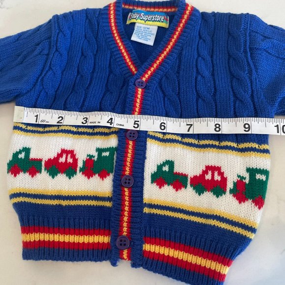 Blue Multi-Color Button Down Cardigan Sweater by Baby Superstore 12 Months NWOT - Picture 7 of 9